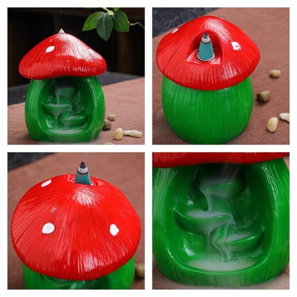 Yellow and Green Mushroom Backflow Incense Burner Waterfall | Lulu Incense