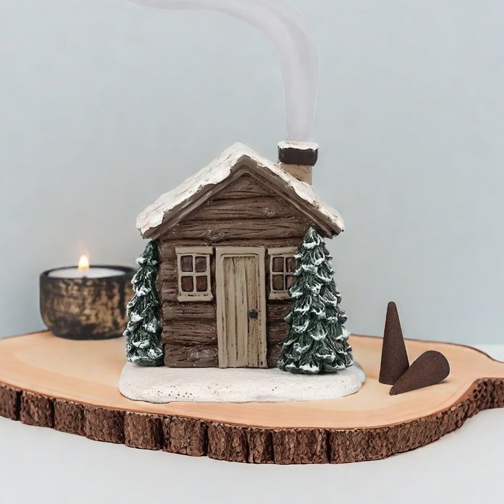 Snowy Winter Smoking Chimney Incense Log Cabin Burner for Sale Snowy Winter Smoking Chimney Incense Log Cabin Burner for Sale