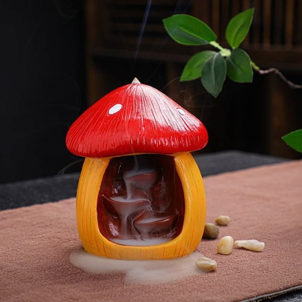 Yellow and Green Mushroom Backflow Incense Burner Waterfall | Lulu Incense