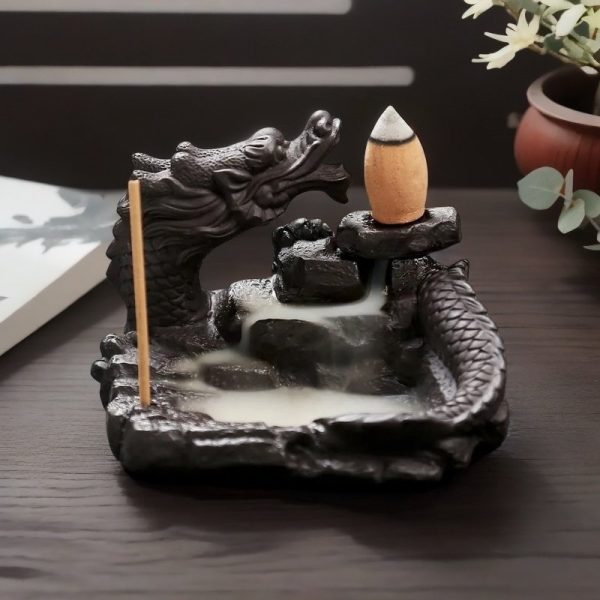 Antique Ceramic Dragon Fountain Waterfall Backflow Incense Burner for Sale