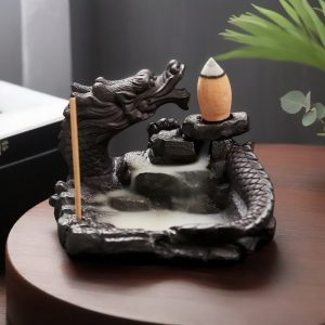 Antique Ceramic Dragon Fountain Waterfall Backflow Incense Burner for Sale
