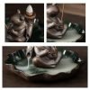 Antique Ceramic Frog with Lotus Leaf Incense Burning Holder for Sticks | Lulu Incense