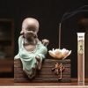 Antique Ceramic Zen Buddha and Lotus Incense Burner Wooden Box for Sticks | Lulu Incense