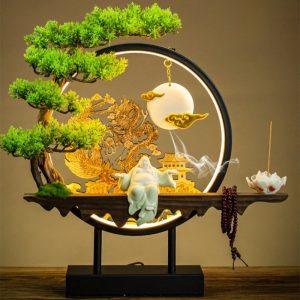 Electric White Porcelain Buddha and Hanging Lotus LED Incense Backflow Burner | Lulu Incense