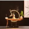 Electric Ceramic Zen Theme Red Buddha Incense Backflow Burner with LED Light | Lulu Incense