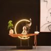 Electric Ceramic Zen Theme Red Buddha Incense Backflow Burner with LED Light | Lulu Incense