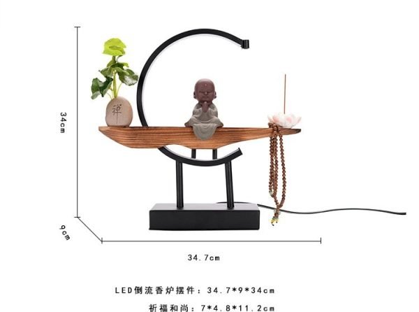 Electric Ceramic Zen Theme Red Buddha Incense Backflow Burner with LED Light | Lulu Incense