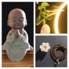 Electric Ceramic Zen Theme Red Buddha Incense Backflow Burner with LED Light | Lulu Incense