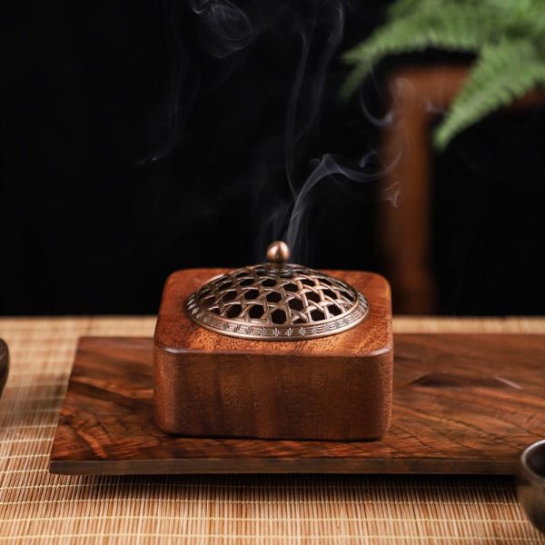 Best Antique Walnut Wood Burning Cone Incense Burner for Sale | Lulu Incense