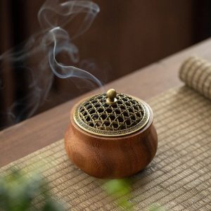 Best Antique Walnut Wood Burning Cone Incense Burner for Sale | Lulu Incense