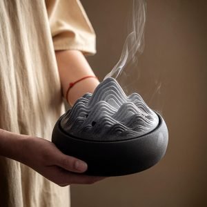 Best Japanese Style Black and White Mountain Ceramic Incense Cone Holder for Sale | Lulu Incense