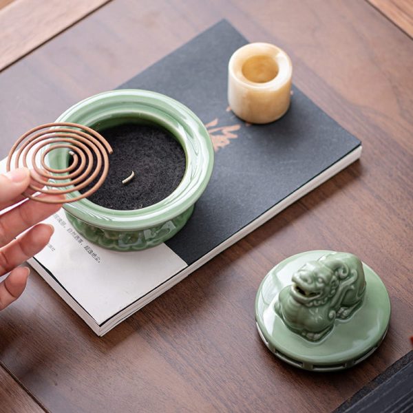 Black Alloy Japanese Style Incense Cone Burning Holder with Hanging Ball | Lulu Incense