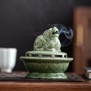 Black Alloy Japanese Style Incense Cone Burning Holder with Hanging Ball | Lulu Incense