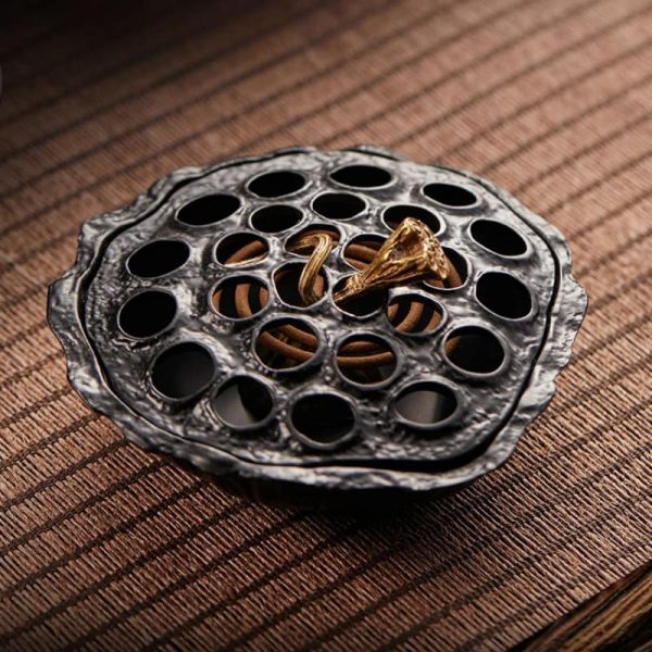 Elegant Vintage Ceramic Purple Crane Incense Burner for Cones