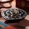 Black Alloy Lotus Seedpod Spiral Coil Incense Burner Holder for Cones with Lid