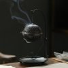 Black Alloy Japanese Style Incense Cone Burning Holder with Hanging Ball
