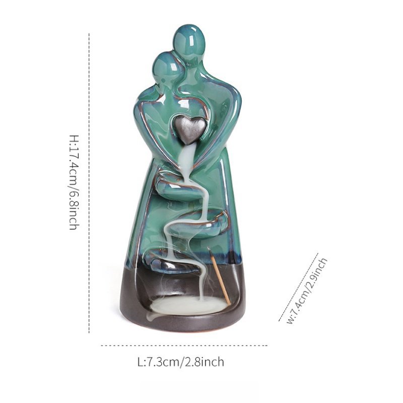 Blue Ceramic Hugging Couple Heart Waterfall Backflow Incense Burner For Valentine's Day Blue Ceramic Hugging Couple Heart Waterfall Backflow Incense Burner for Valentine's Day | Lulu Incense