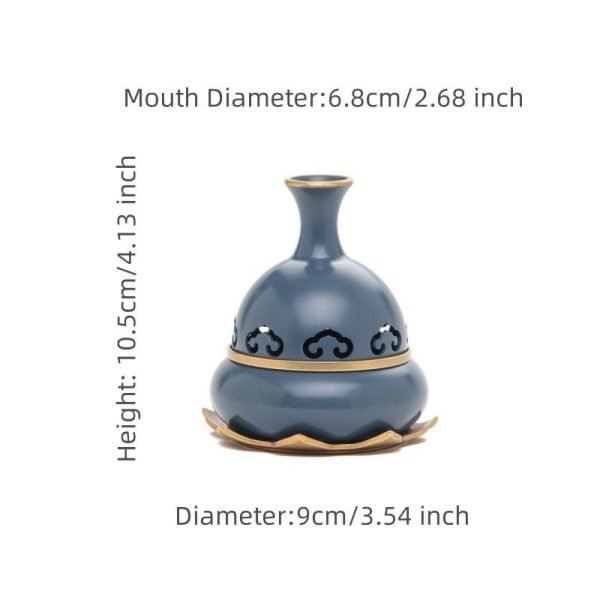Blue Gourd-Shaped Chinese Brass Bronze Incense Burner with Lotus Base | Lulu Incense