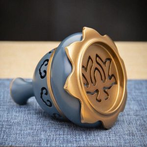 Blue Gourd-Shaped Chinese Brass Bronze Incense Burner with Lotus Base | Lulu Incense