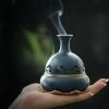 Blue Gourd-Shaped Chinese Brass Bronze Incense Burner with Lotus Base | Lulu Incense