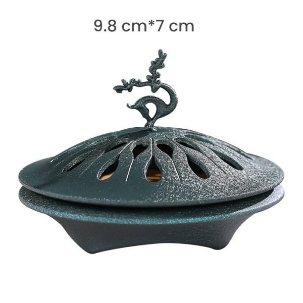 Black Alloy Japanese Style Incense Cone Burning Holder with Hanging Ball | Lulu Incense