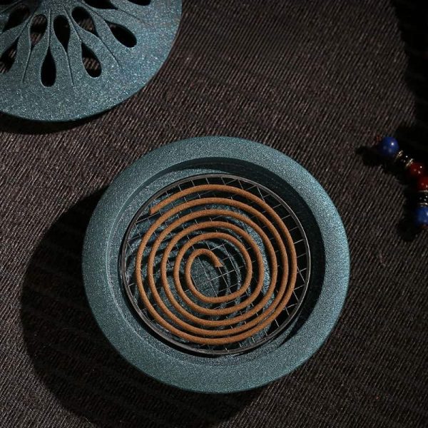 Black Alloy Japanese Style Incense Cone Burning Holder with Hanging Ball | Lulu Incense