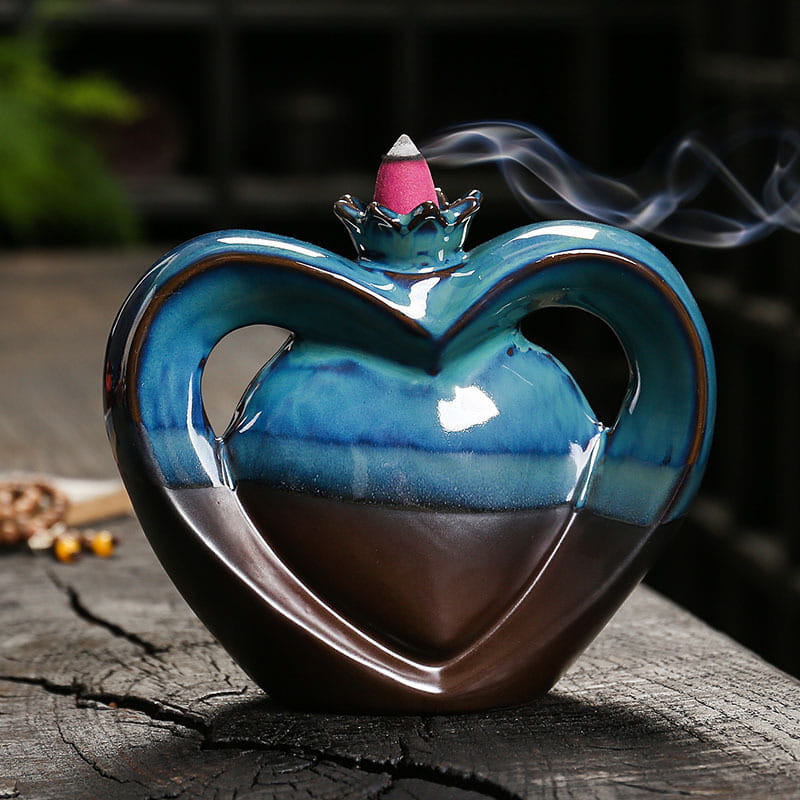 Blue And Brown Heart Shaped Valentine's Day Waterfall Backflow Incense Burning Holder Blue and Brown Heart Shaped Valentine's Day Waterfall Backflow Incense Burning Holder | Lulu Incense