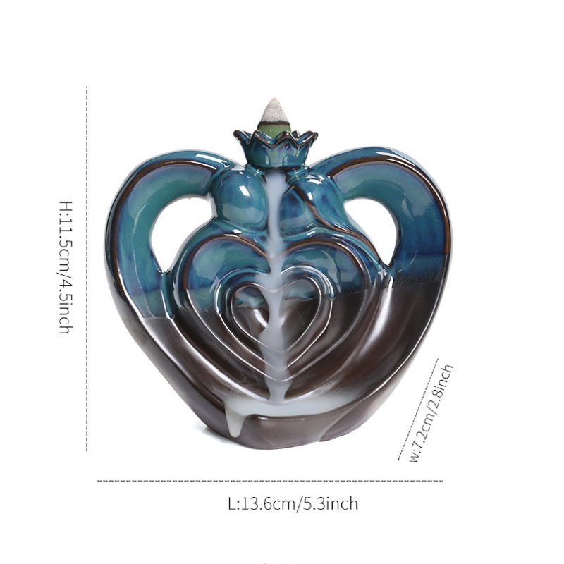 Blue And Brown Heart Shaped Valentine's Day Waterfall Backflow Incense Burning Holder Blue and Brown Heart Shaped Valentine's Day Waterfall Backflow Incense Burning Holder | Lulu Incense
