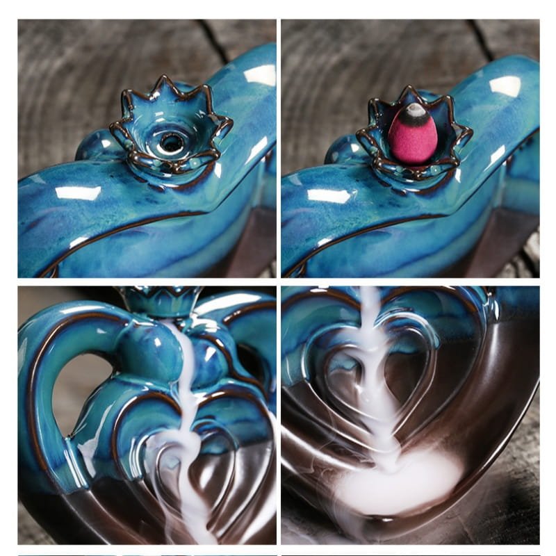 Blue And Brown Heart Shaped Valentine's Day Waterfall Backflow Incense Burning Holder Blue and Brown Heart Shaped Valentine's Day Waterfall Backflow Incense Burning Holder | Lulu Incense