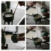 Green Ceramic Lotus Theme Asian Agarwood Loose Incense Powder Burner Kit | Lulu Incense
