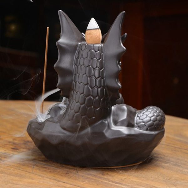 Ceramic Elegant Blue and Golden Sleeping Dragon Stick Incense Burner | Lulu Incense