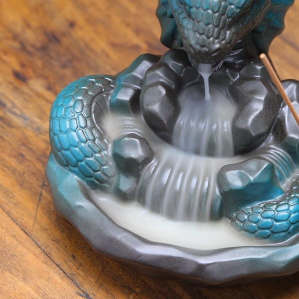 Ceramic Elegant Blue and Golden Sleeping Dragon Stick Incense Burner | Lulu Incense