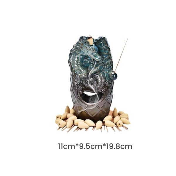 Ceramic Blue Dragon Double Side Backflow Smoking Incense Burner Holder | Lulu Incense