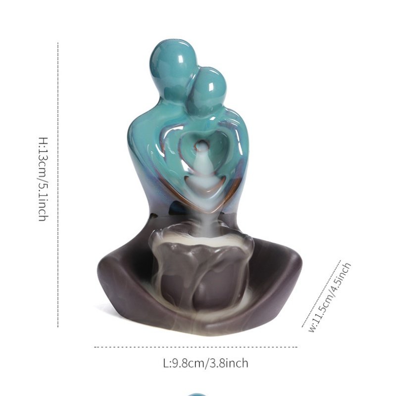 Blue Ceramic Hugging Couple Heart Waterfall Backflow Incense Burner For Valentine's Day Blue Ceramic Hugging Couple Heart Waterfall Backflow Incense Burner for Valentine's Day | Lulu Incense