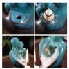 Blue Ceramic Hugging Couple Heart Waterfall Backflow Incense Burner for Valentine's Day | Lulu Incense
