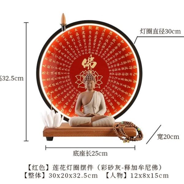 Electric Ceramic Red Buddha Incense Backflow Burner with LED Light | Lulu Incense