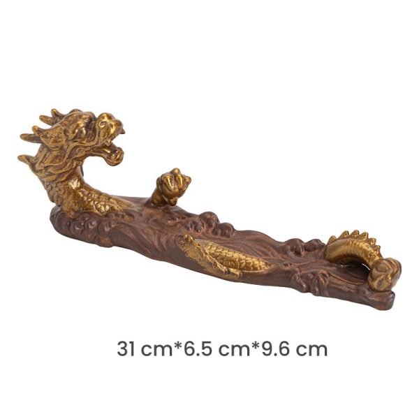 Ceramic Elegant Blue and Golden Sleeping Dragon Stick Incense Burner | Lulu Incense