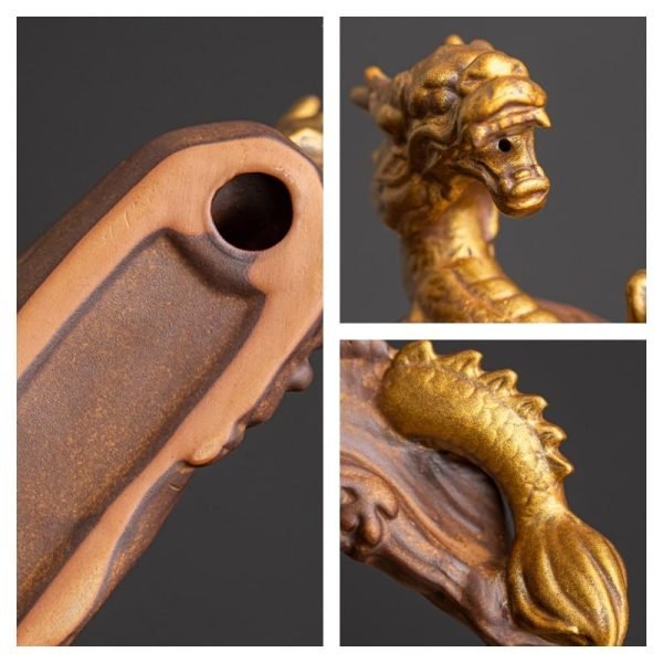 Ceramic Elegant Blue and Golden Sleeping Dragon Stick Incense Burner | Lulu Incense
