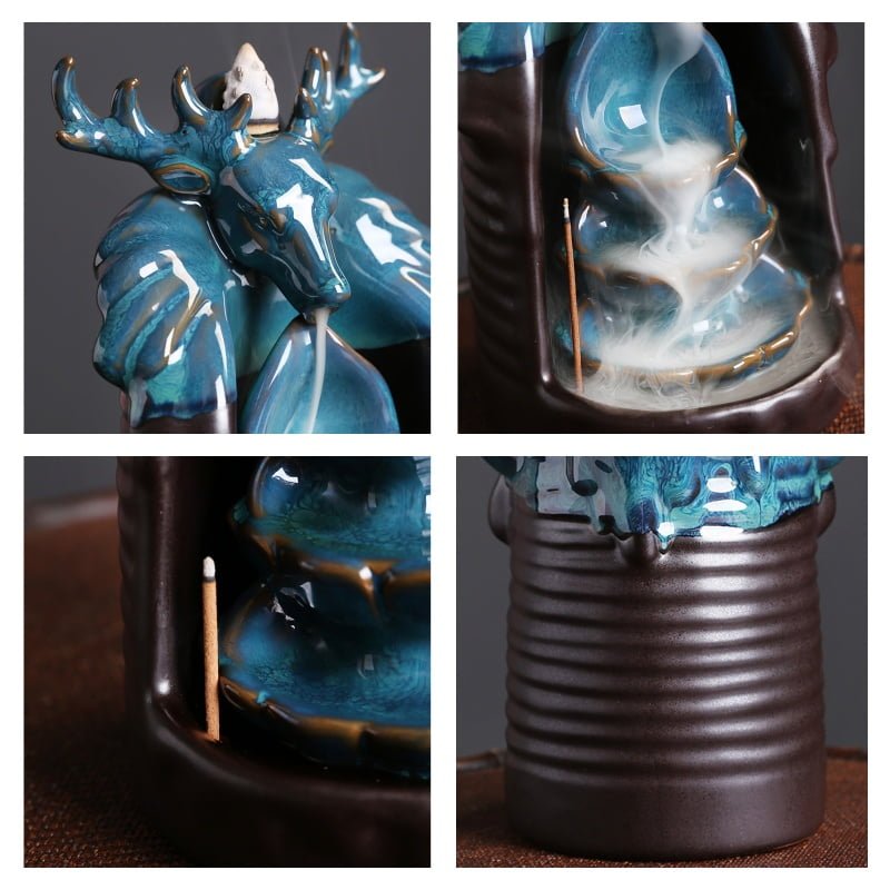 Handmade Ceramic Halloween Yellow Pumpkin Shaped Smoke Backflow Incense Cone Burner Handmade Ceramic Halloween Yellow Pumpkin Shaped Smoke Backflow Incense Cone Burner