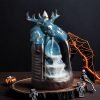 Ceramic Handmade Blue Elk Head Halloween Incense Fountains Backflow Burner
