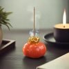 Ceramic Orange Color Persimmon Shaped Scent Incense Holder Burner