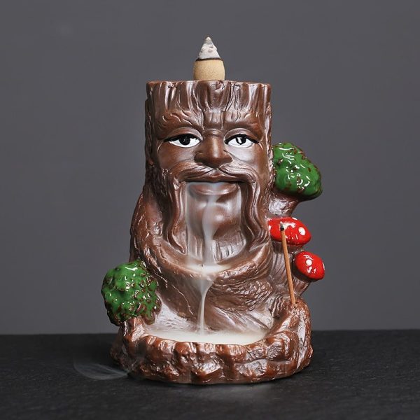 Ceramic Tree Monster Halloween Cascading Waterfall Incense Fountain Burner Holder