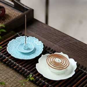 Antique Ceramic Frog with Lotus Leaf Incense Burning Holder for Sticks | Lulu Incense