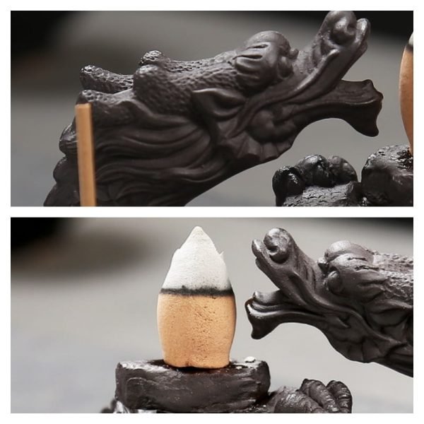 Ceramic Elegant Blue and Golden Sleeping Dragon Stick Incense Burner