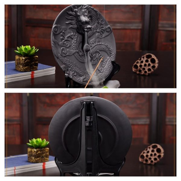 Elegant Purple Clay Dragon Play with Pearl Backflow Incense Holder | Lulu Incense