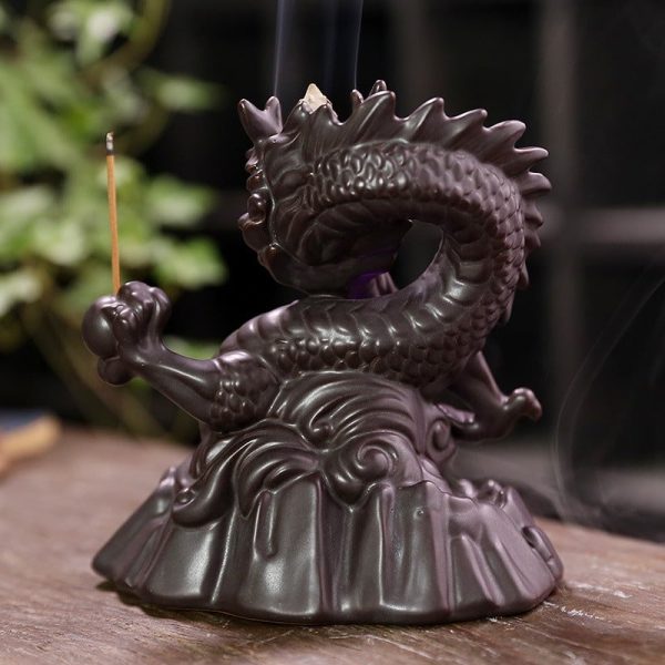 Chinese Dragon Ceramic Smoke Waterfall Backflow Incense Burner with LED Lighting | Lulu Incense
