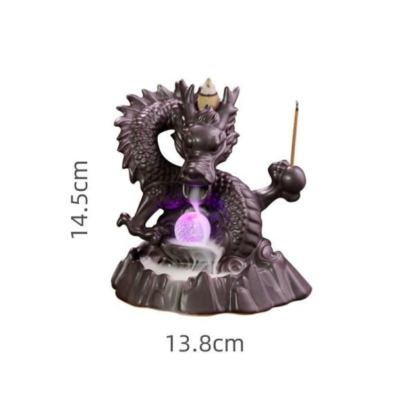 Chinese Dragon Ceramic Smoke Waterfall Backflow Incense Burner with LED Lighting | Lulu Incense