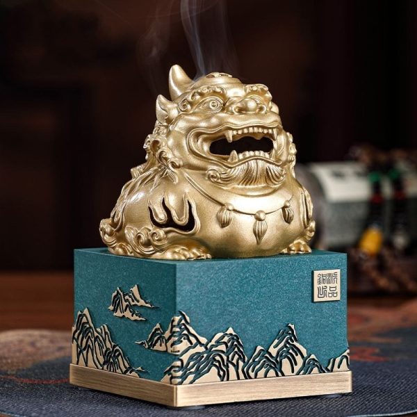 Chinese Foo Dog Bronze Brass Chinese Burner Antique for Sale | Lulu Incense