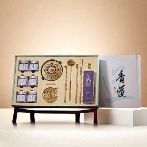 Chinese Lotus Theme Brass Loose Powder Incense Starter Burner Kit