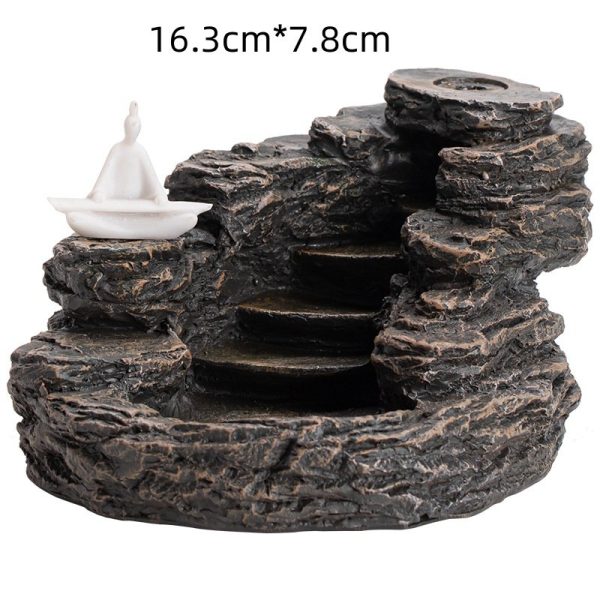 Chinese Mountain Path Reverse Incense Backflow Waterfall Fountain Burner